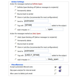 Junk Email Routing Options